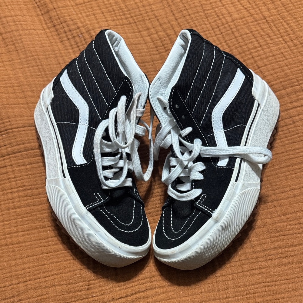Black and White High-Top Platform Vans
